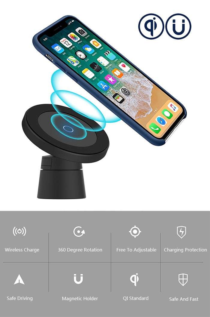 Magnetic Car Mount with Wireless Charging