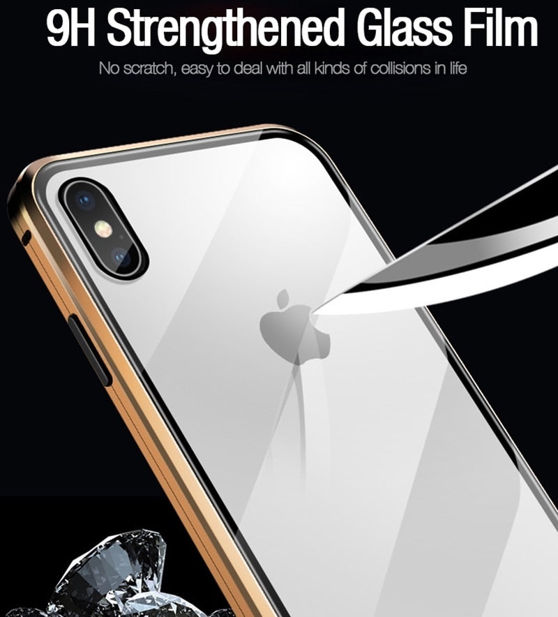 Magnetic Tempered Glass iPhone Case with Privacy Protection