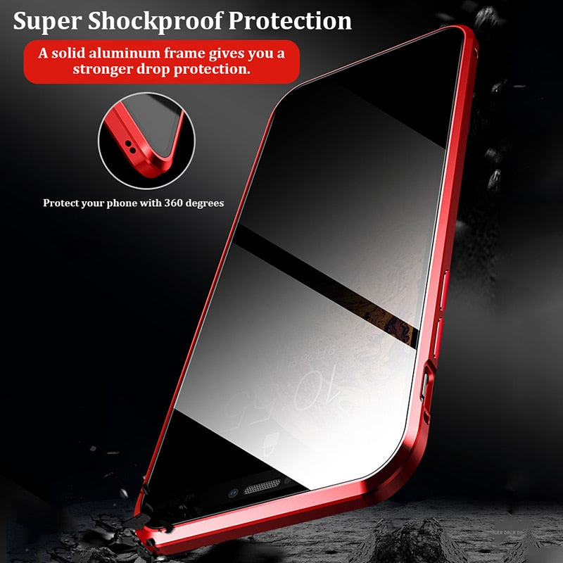 Magnetic Tempered Glass iPhone Case with Privacy Protection