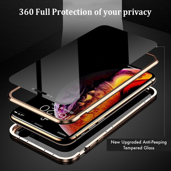 Magnetic Tempered Glass iPhone Case with Privacy Protection